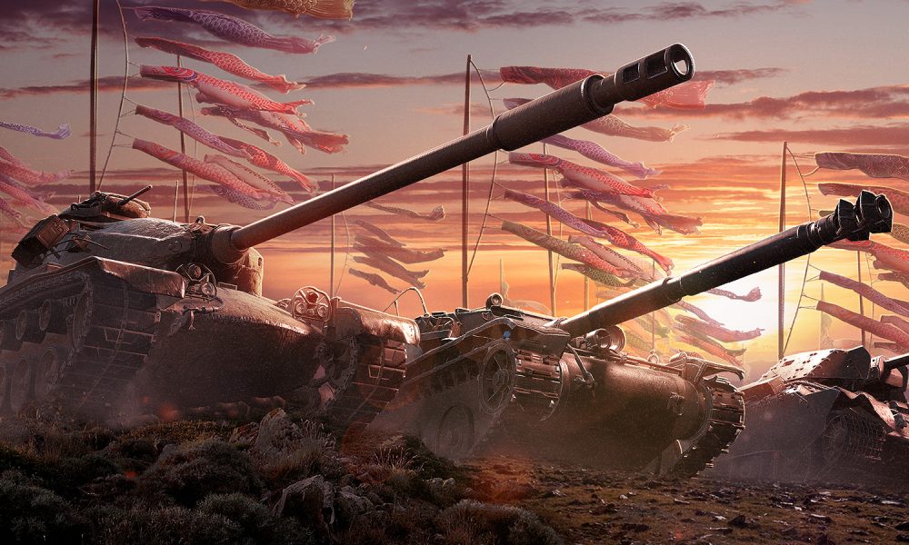 Japanese Style Tanks with Koinobori (carp streamer)